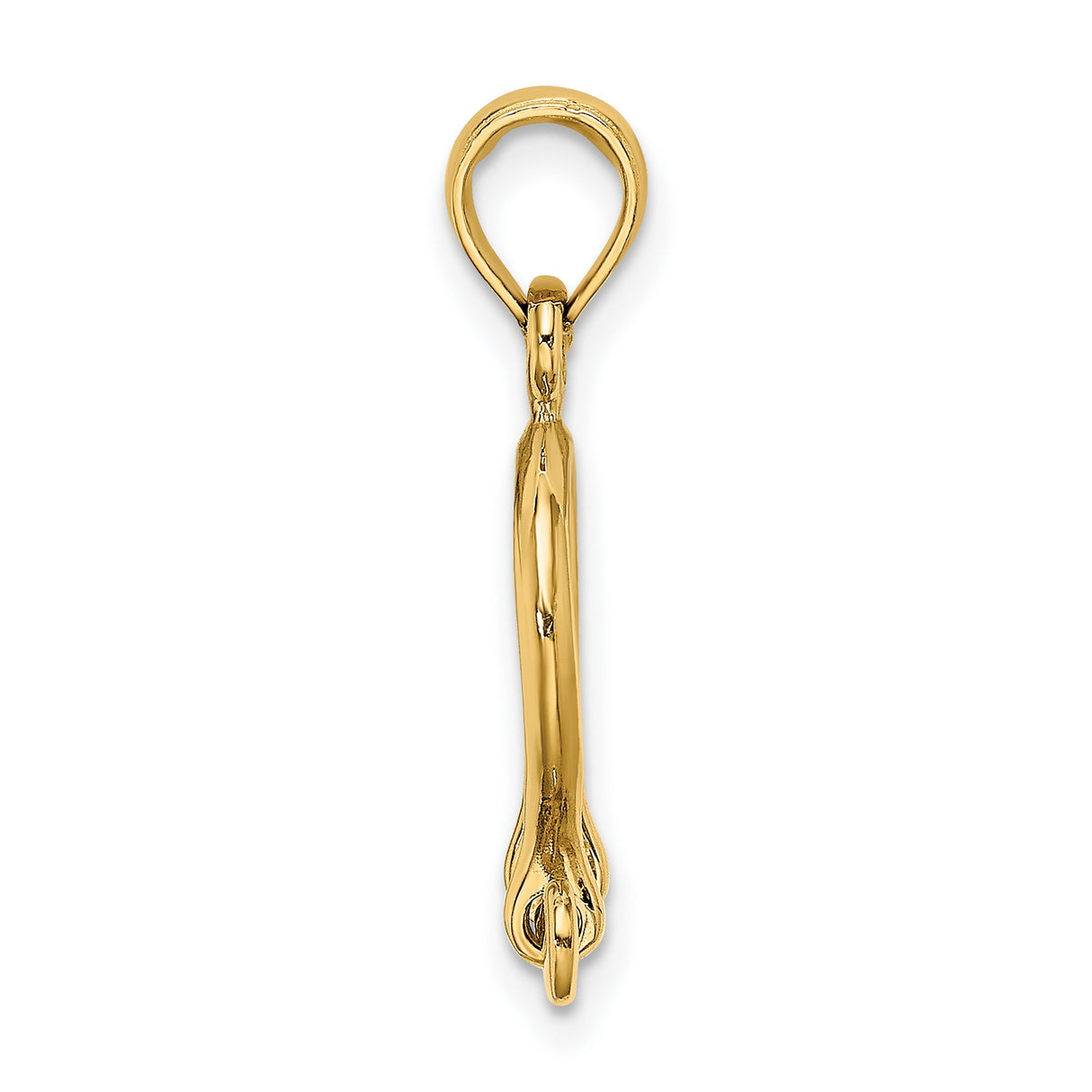 10k Yellow Gold Shackle Pendant, Omega Symbol Charm with Mechanical Nautical Design