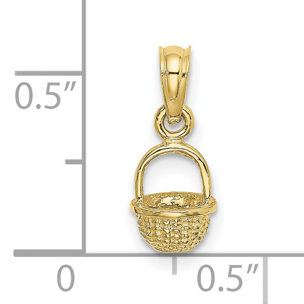 10k Yellow Gold Basket Pendant Charm with Textured Woven Design for Women or Unisex Wear