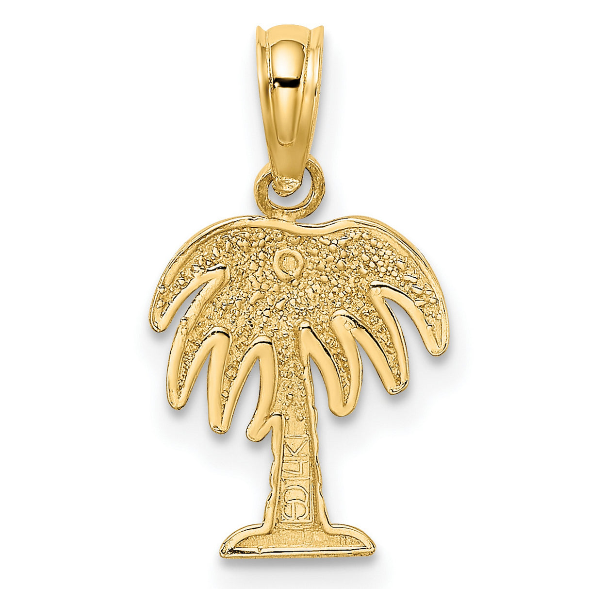 10k Yellow Gold Palm Tree Pendant, Tropical Coastal Charm for Women