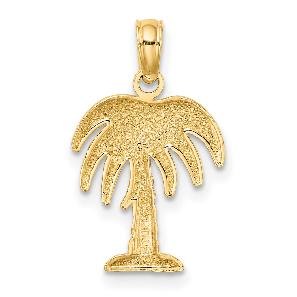 10k Yellow Gold Palm Tree Pendant with Textured Trunk, Tropical Island Charm for Women