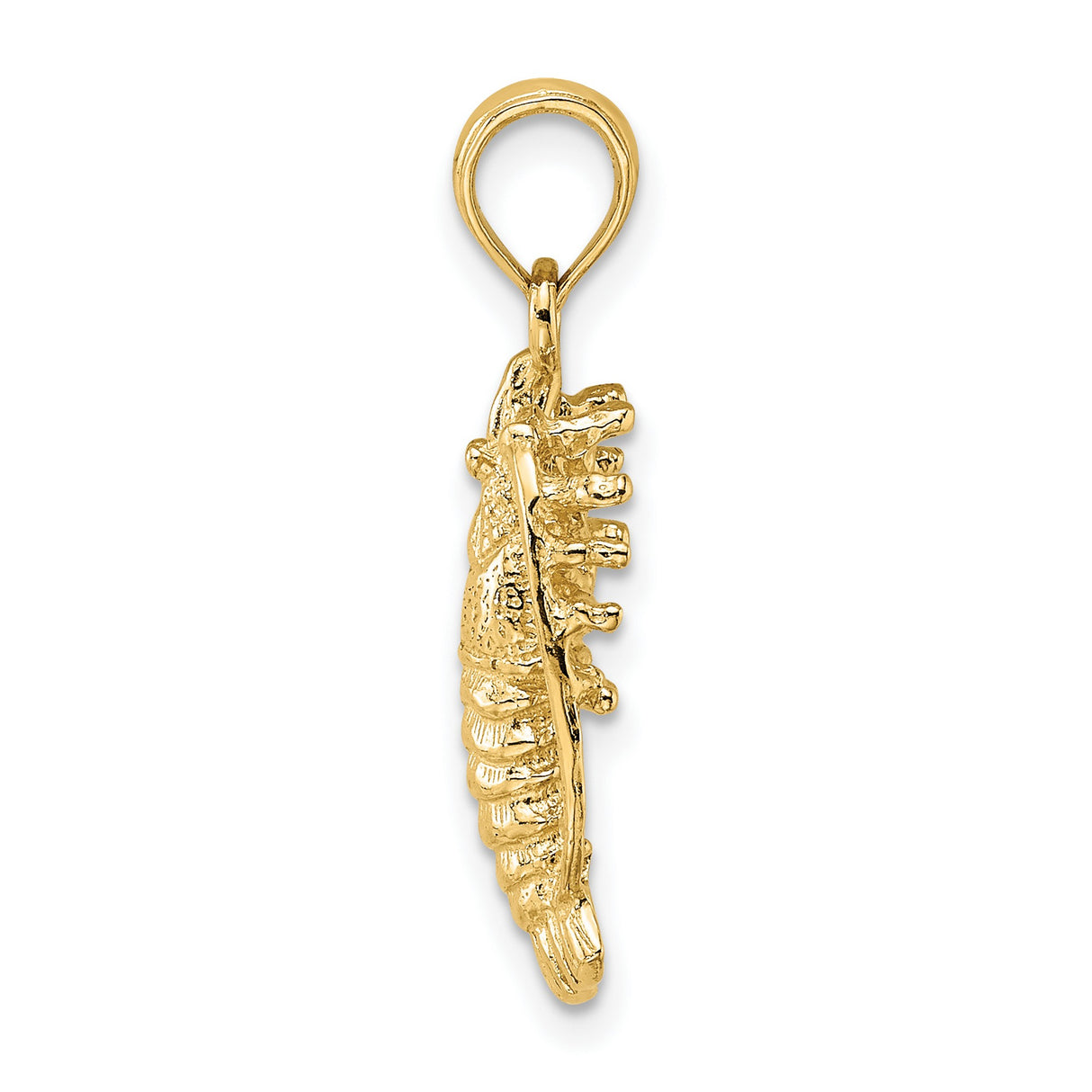 10k Yellow Gold Lobster Pendant, Realistic Crustacean Charm, Nautical Marine Life Jewelry
