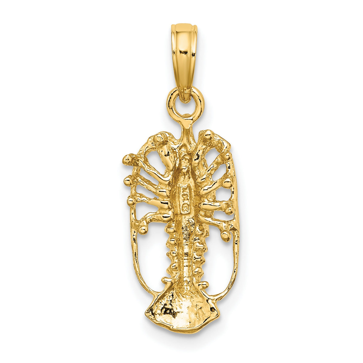 10k Yellow Gold Lobster Pendant, Realistic Crustacean Charm, Nautical Marine Life Jewelry