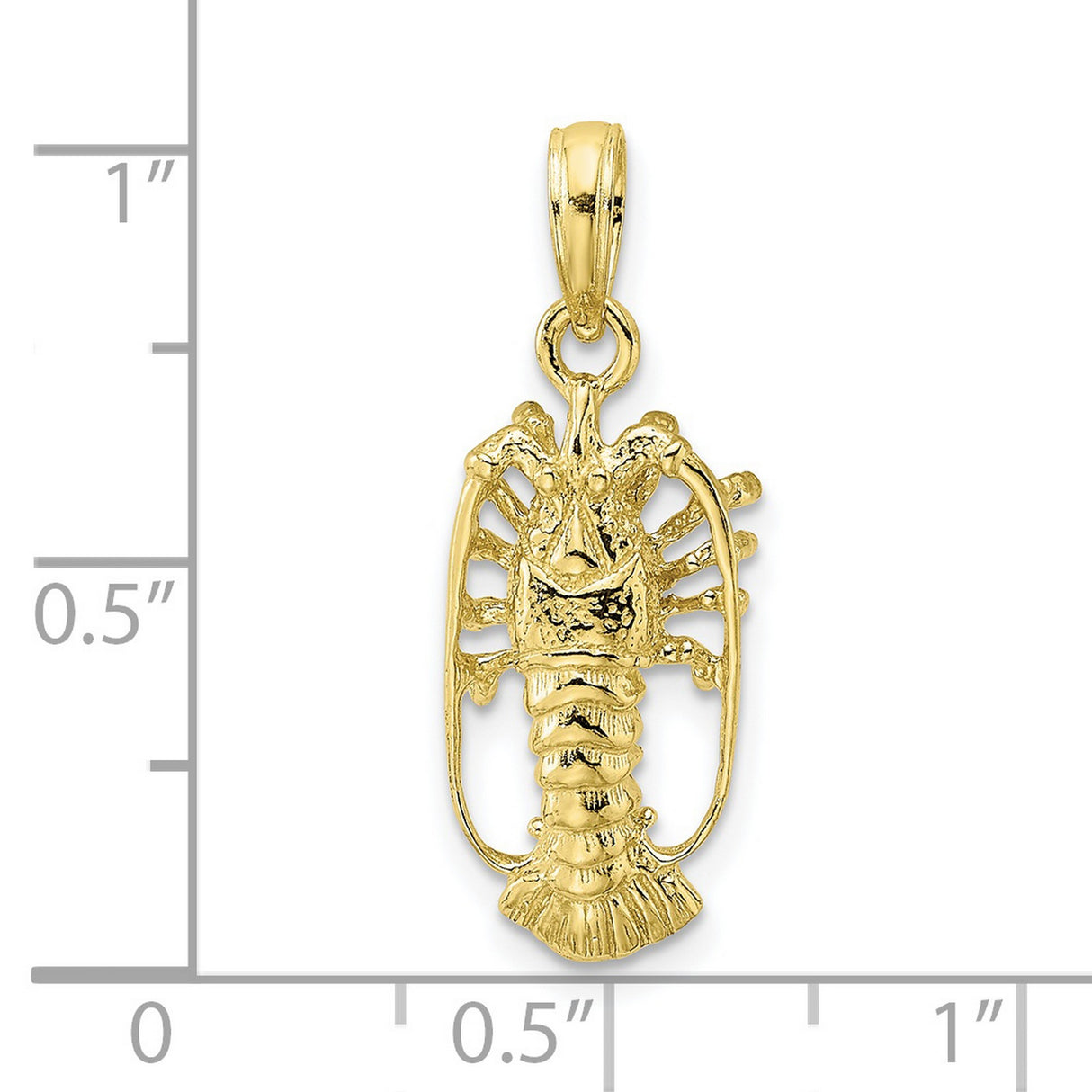 10k Yellow Gold Lobster Pendant, Realistic Crustacean Charm, Nautical Marine Life Jewelry