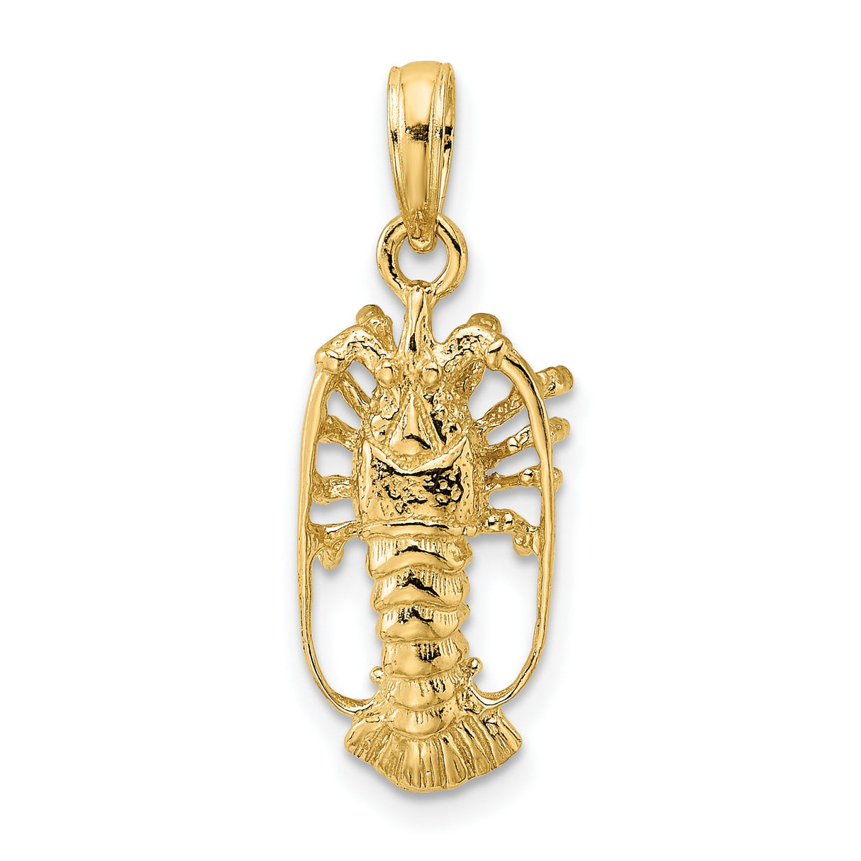 10k Yellow Gold Lobster Pendant, Realistic Crustacean Charm, Nautical Marine Life Jewelry