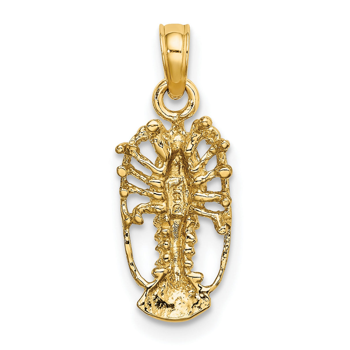10k Yellow Gold Lobster Pendant, Nautical Ocean Life Theme, Unisex Sea Creature Charm
