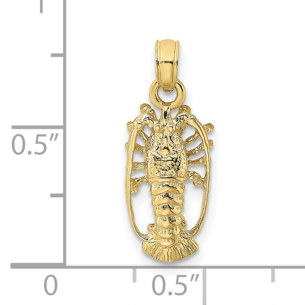 10k Yellow Gold Lobster Pendant, Nautical Ocean Life Theme, Unisex Sea Creature Charm