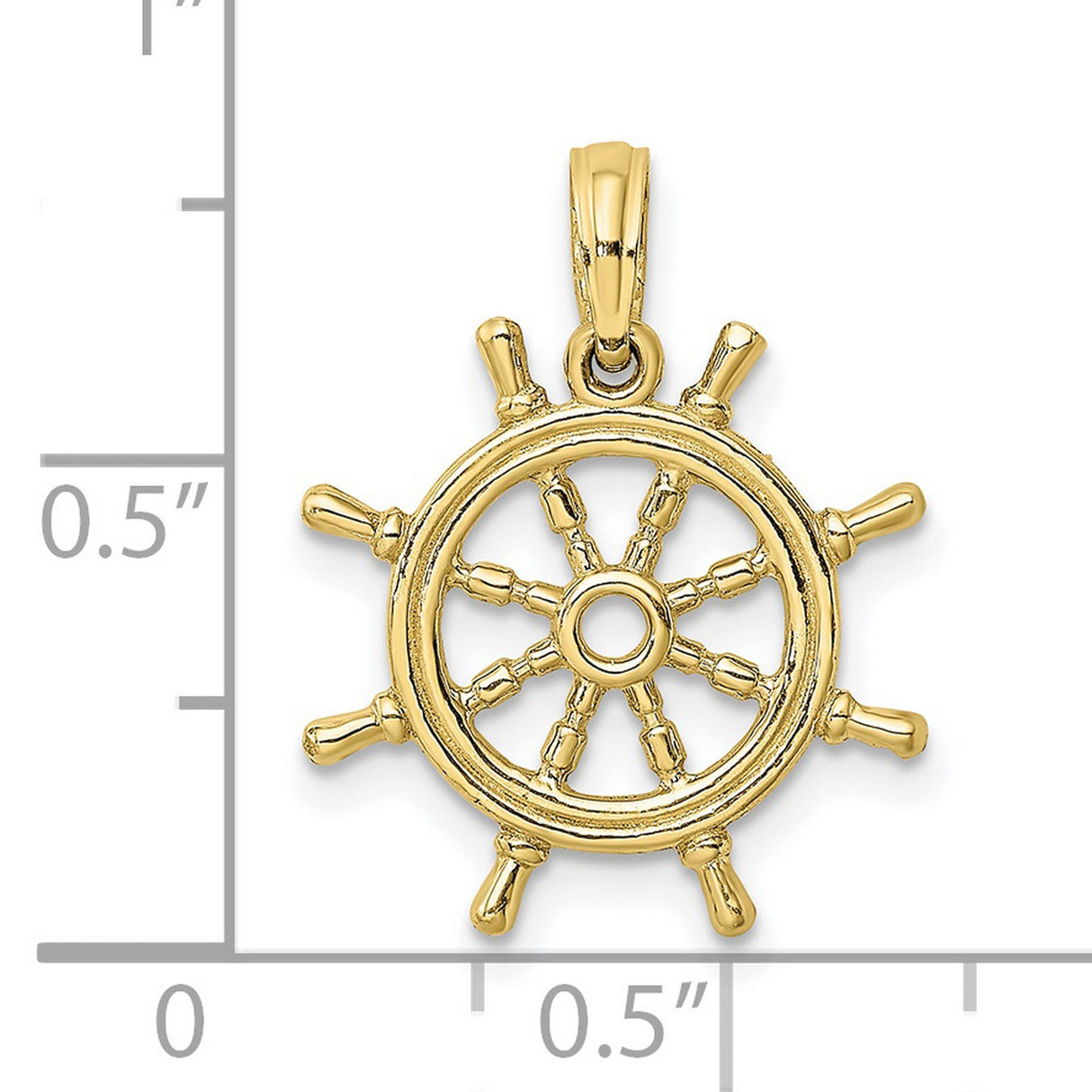 10k Yellow Gold Pendant, Ship Wheel Nautical Helm Design, Maritime Theme for Men or Unisex
