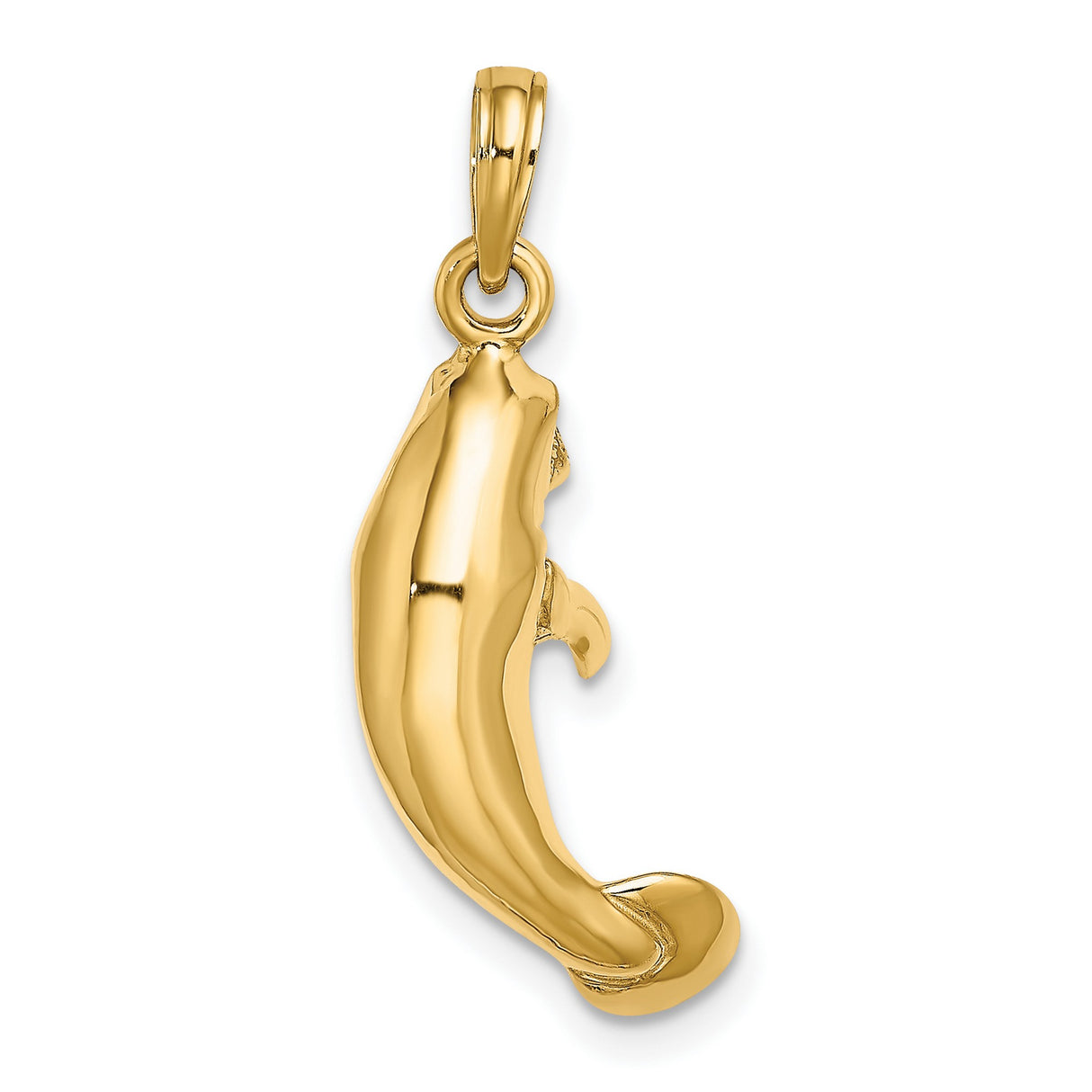 10k Yellow Gold Manatee Pendant Charm, Detailed Sea Cow Design, Nautical Marine Animal Theme