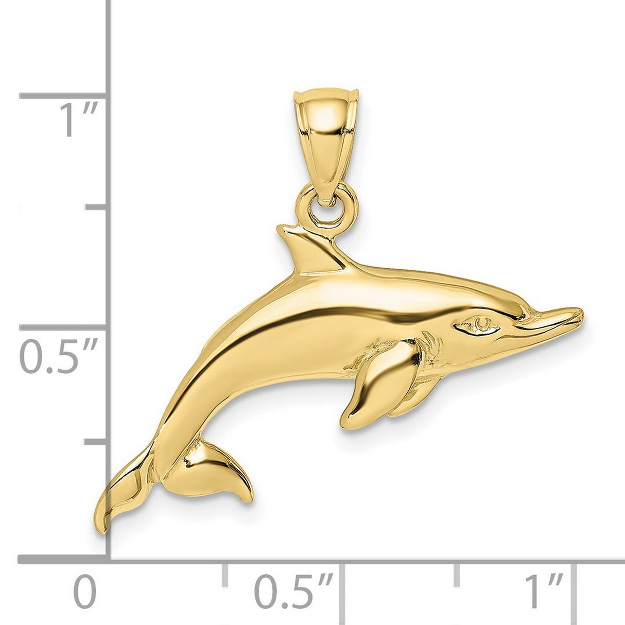 10k Yellow Gold Dolphin Pendant, Sleek Polished Marine Animal Jewelry for Women