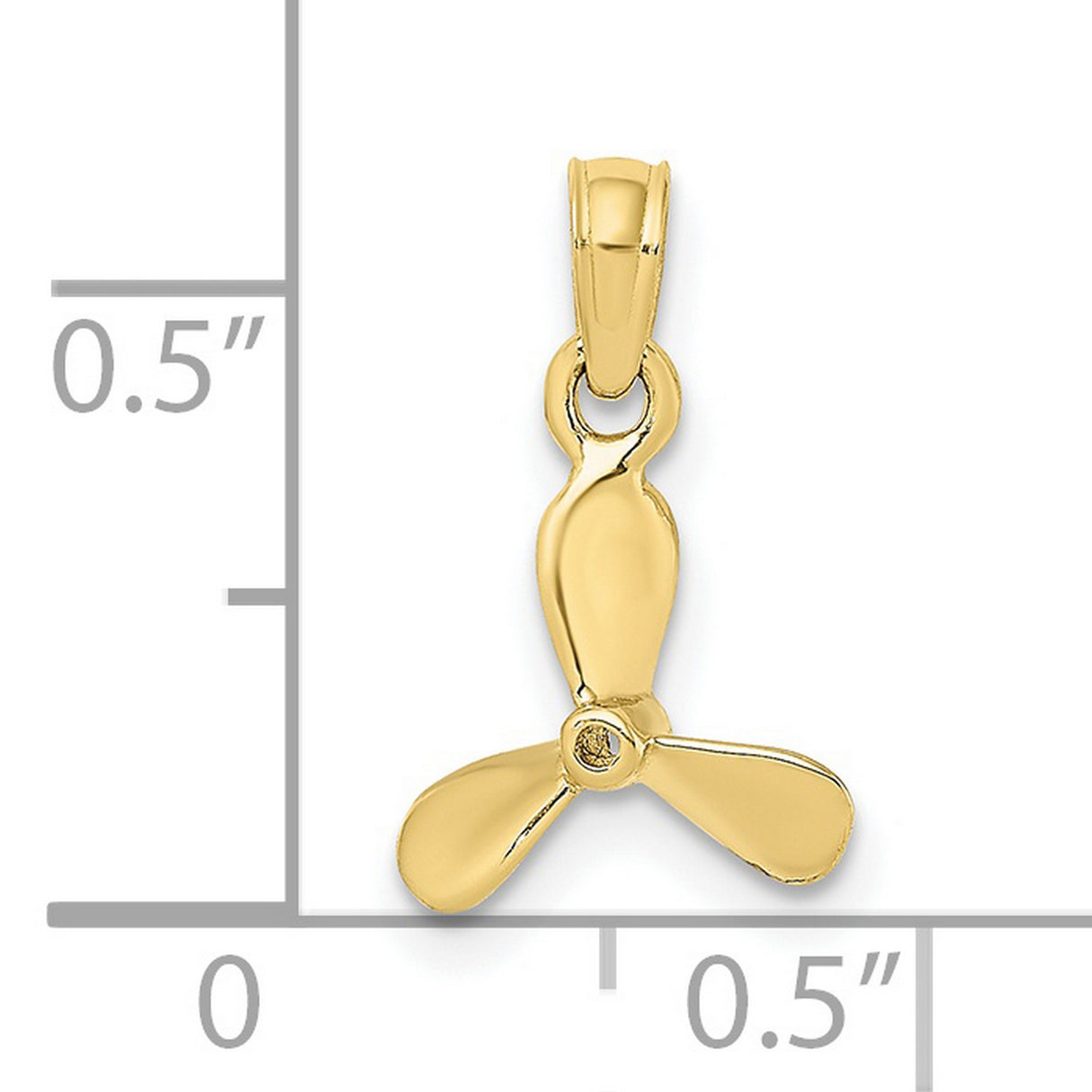 10k Yellow Gold Propeller Pendant, Nautical Three Blade Charm for Boaters and Sea Lovers