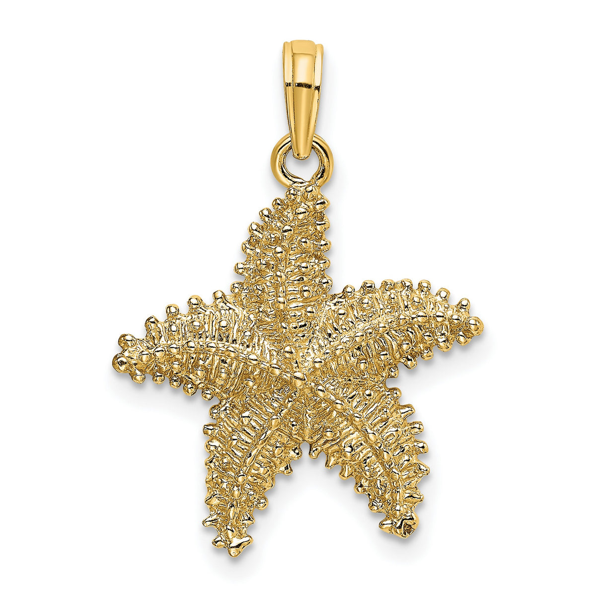 10k Yellow Gold Starfish Pendant with Textured Detailing, Nautical Marine Life Charm