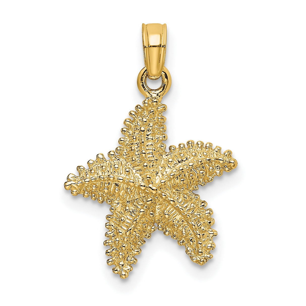 10k Yellow Gold Starfish Pendant with Beaded Texture, Ocean-Inspired Coastal Design