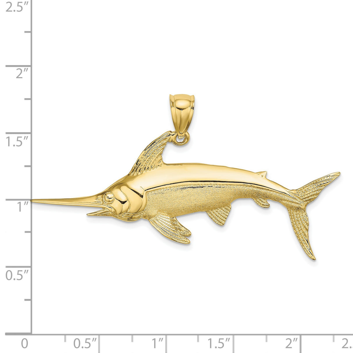 10k Yellow Gold Swordfish Pendant, Detailed Nautical Design, Ocean Adventure Style for Men or Unisex