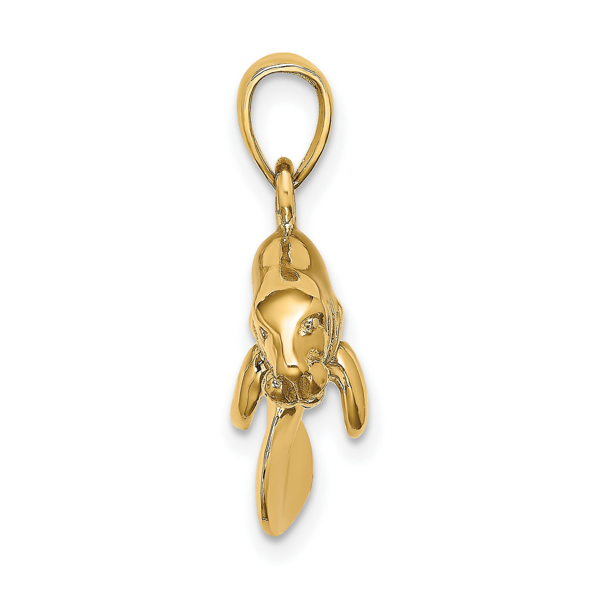 10k Yellow Gold Manatee Pendant with Detailed Sea Cow Design, Nautical Ocean Animal Charm