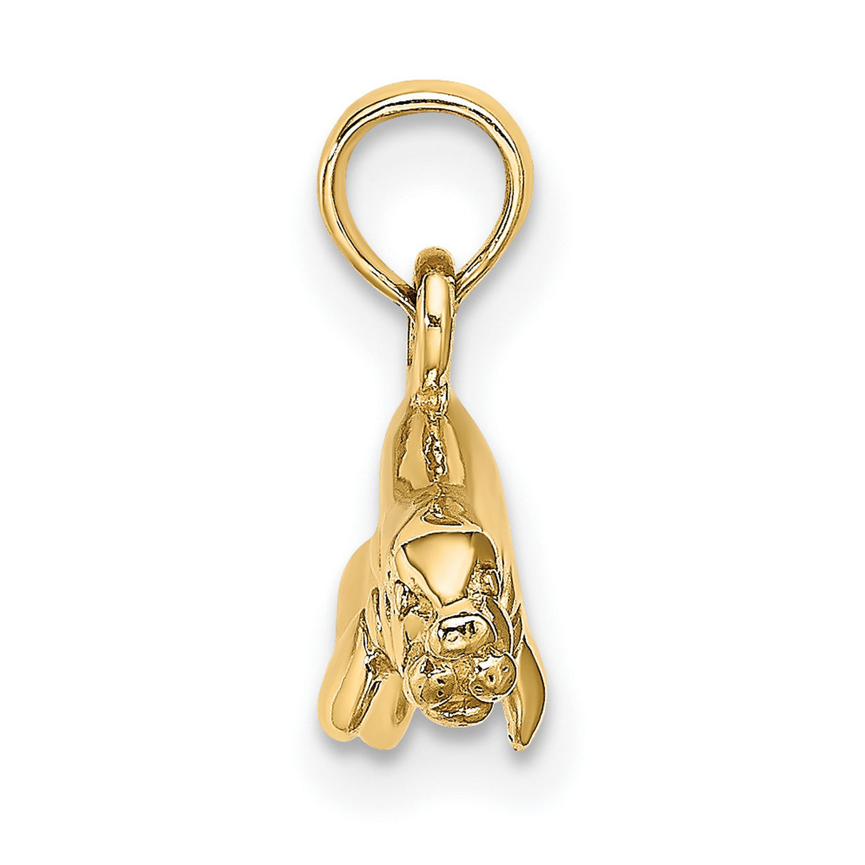 10k Yellow Gold Manatee Pendant, Detailed Sea Cow Design, Ocean Life Charm