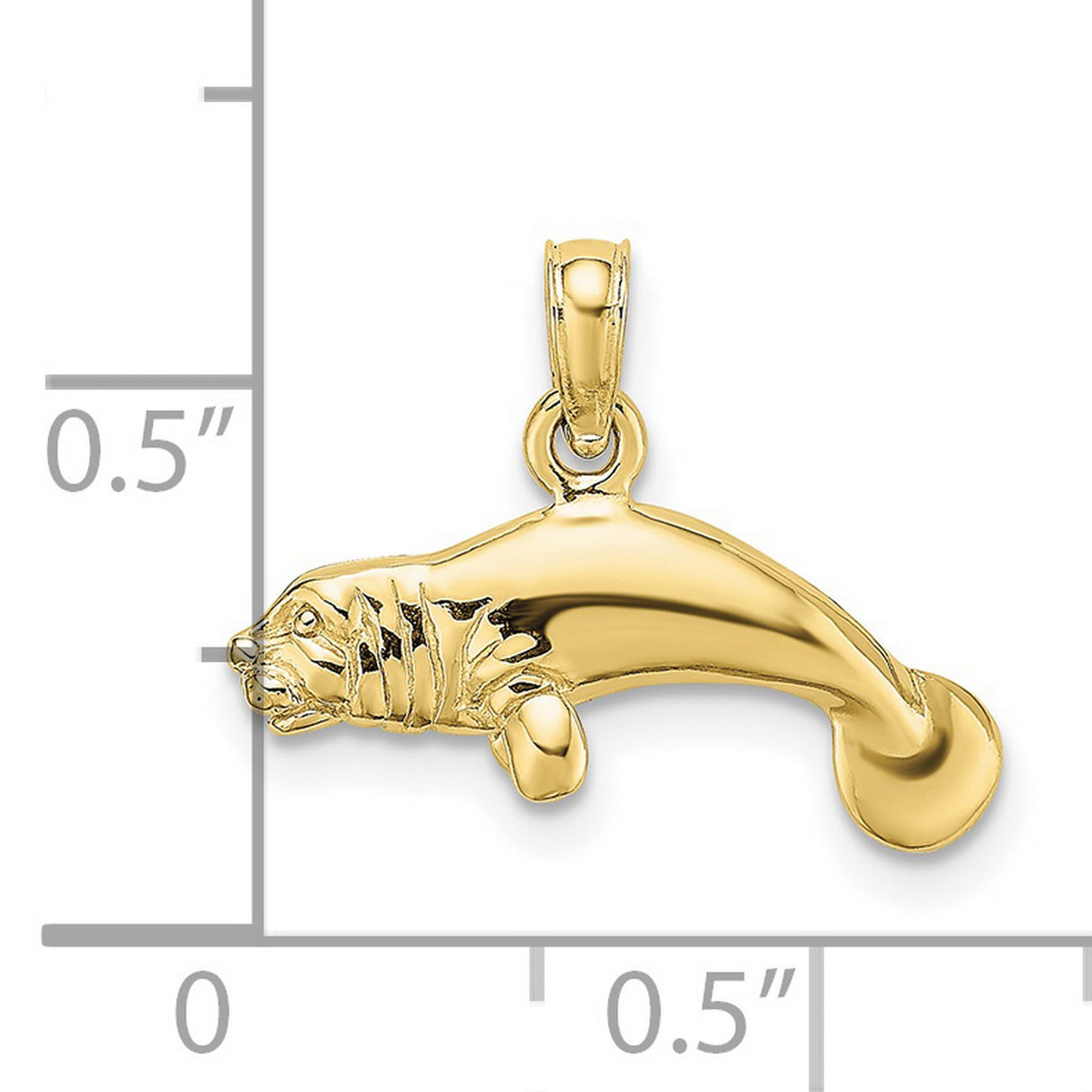 10k Yellow Gold Manatee Pendant, Detailed Sea Cow Design, Ocean Life Charm