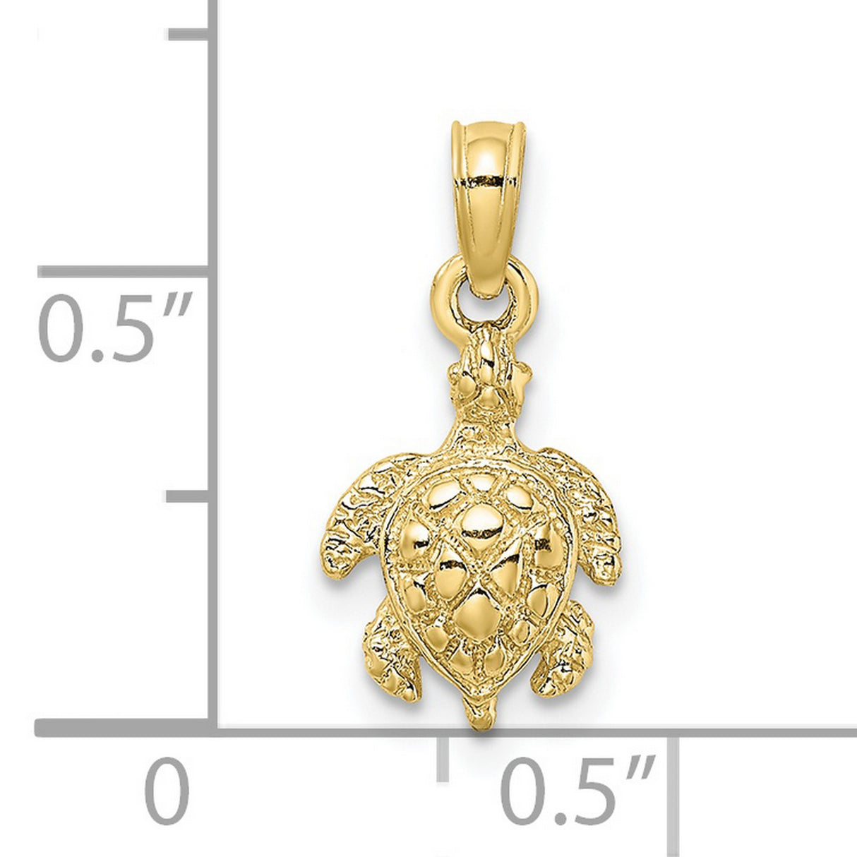 10k Yellow Gold Sea Turtle Pendant, Ocean Life Charm with Detailed Design