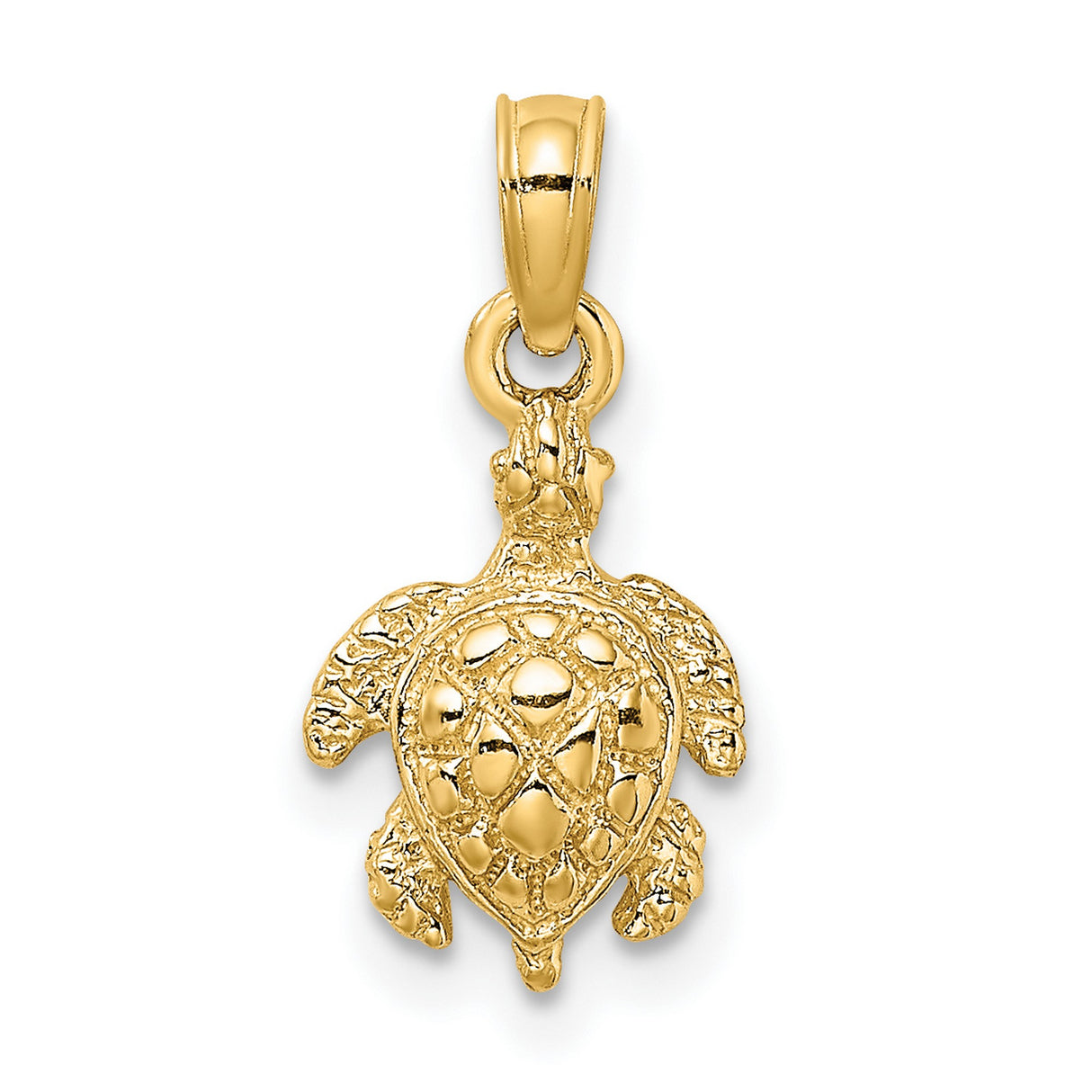 10k Yellow Gold Sea Turtle Pendant, Ocean Life Charm with Detailed Design