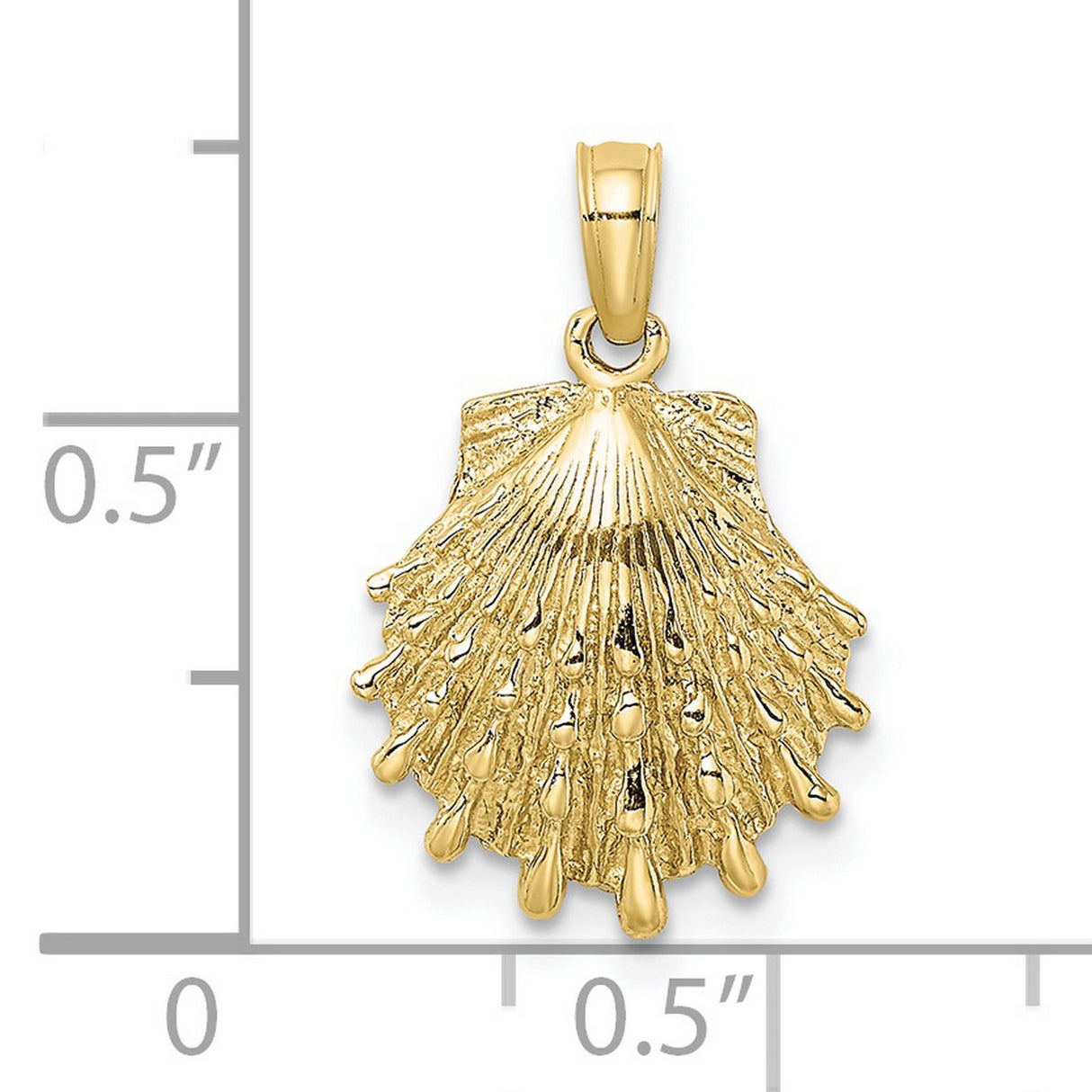 10k Yellow Gold Scallop Shell Pendant, Camino de Santiago Christian Pilgrimage Charm