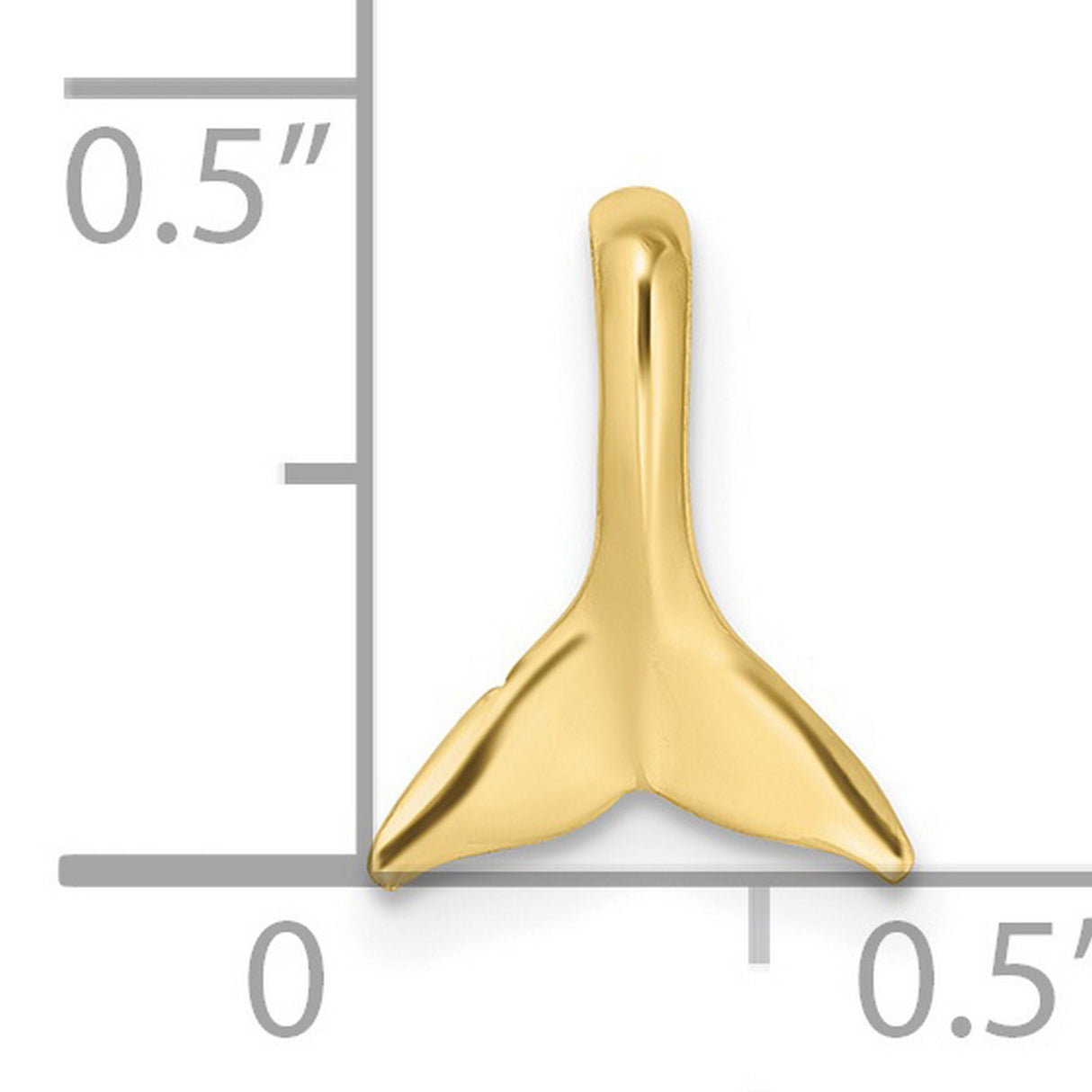 10k Yellow Gold Whale Tail Pendant, Polished Marine Life Ocean Design, Unisex Coastal Charm