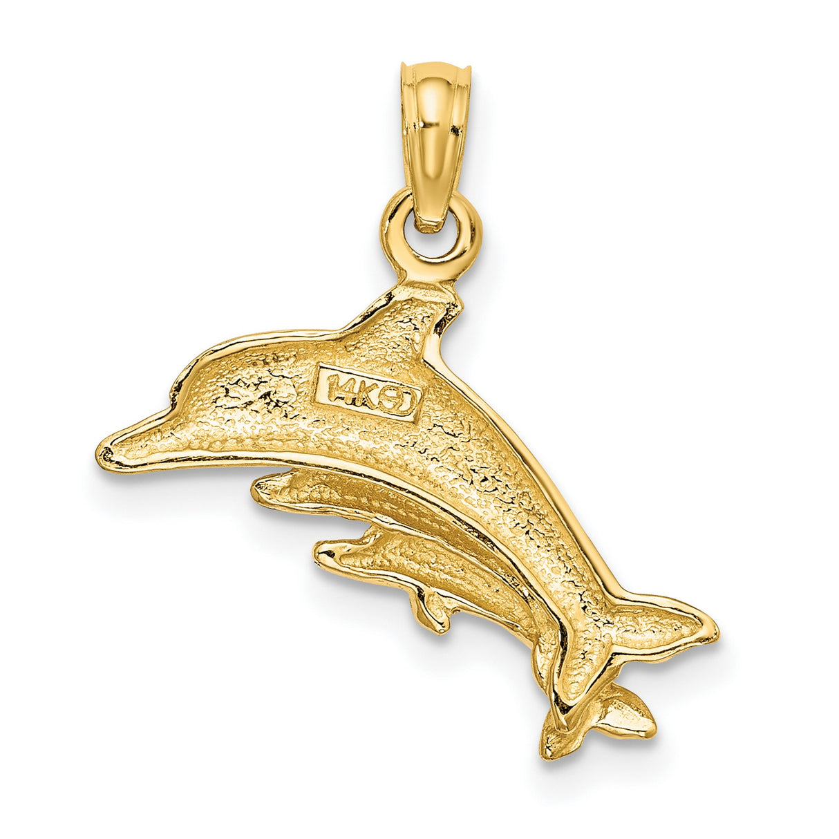 10k Yellow Gold Dolphin Pendant with Mother and Baby, Ocean Family Theme Charm