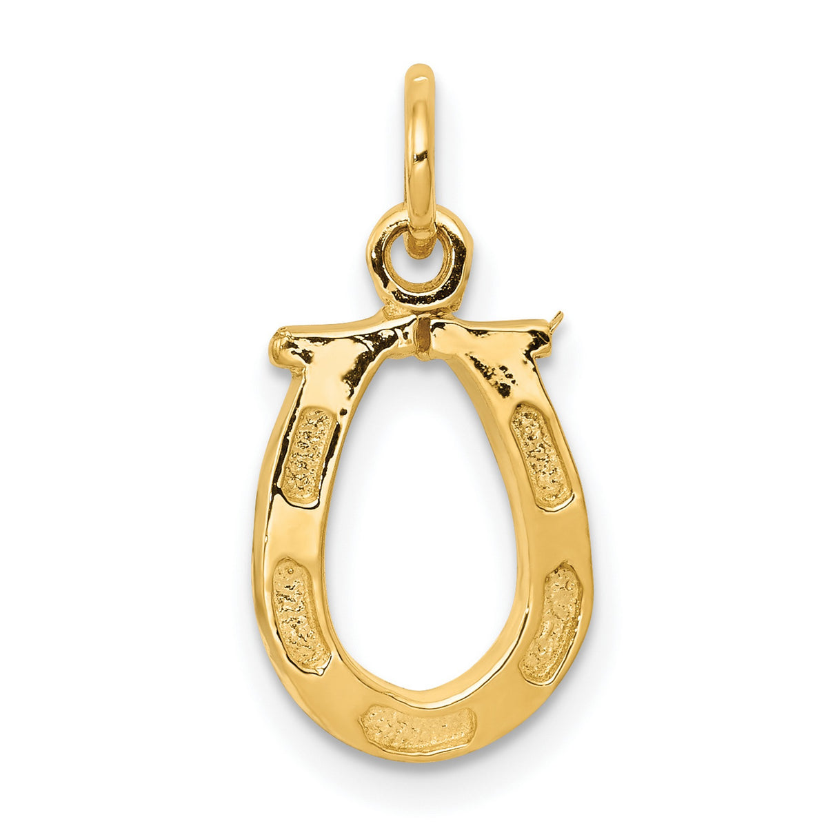 10k Yellow Gold Horseshoe Pendant, Polished Open Charm Symbol of Luck and Protection