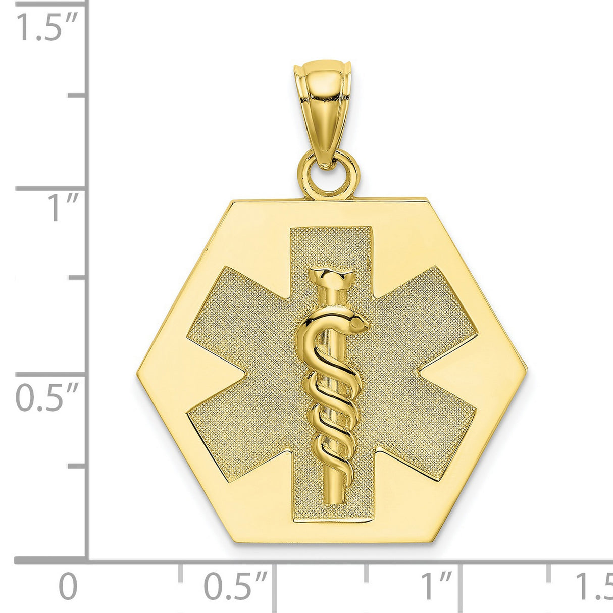 10k Yellow Gold Medical Pendant with Caduceus and Star of Life Symbols