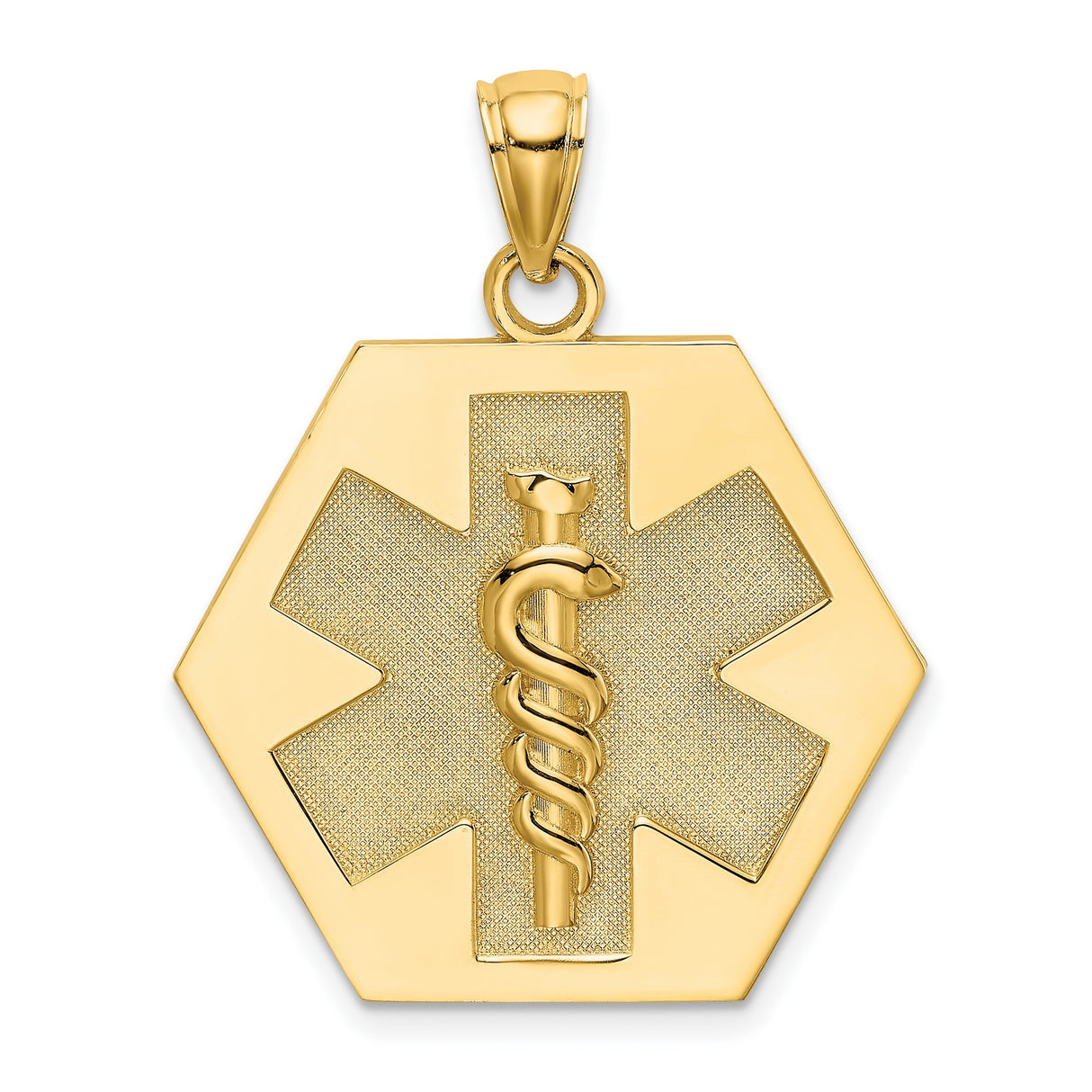 10k Yellow Gold Medical Pendant with Caduceus and Star of Life Symbols