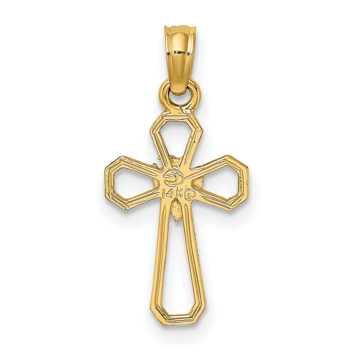 10k Yellow Gold Cross Pendant with Dove, Modern Openwork Holy Spirit Design