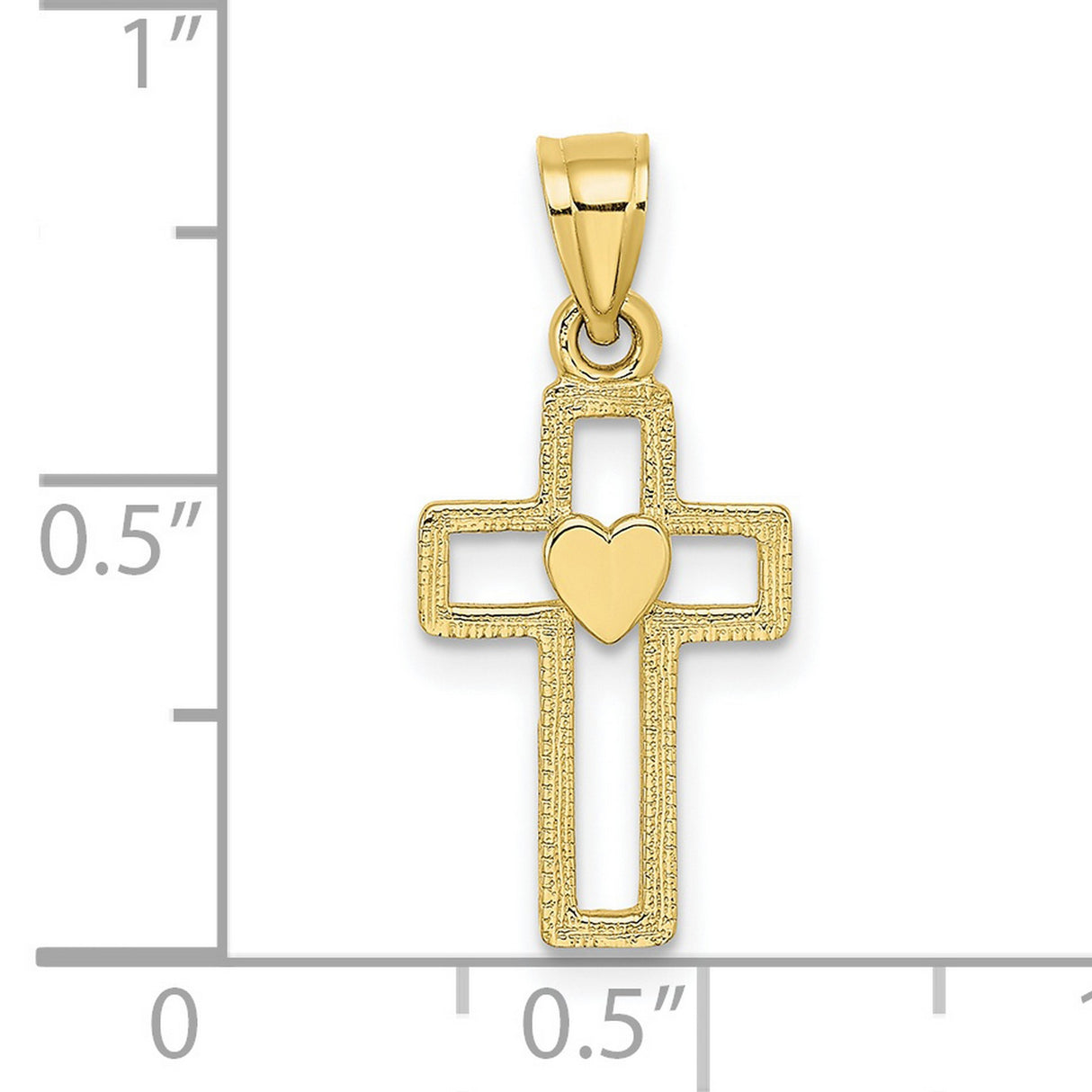 10k Yellow Gold Cross Pendant with Open Frame Cut-Out Design and Matte Texture