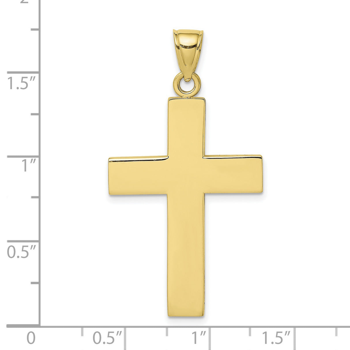 10k Yellow Gold Cross Pendant with Open Back Design, Polished Block Style for Men and Women