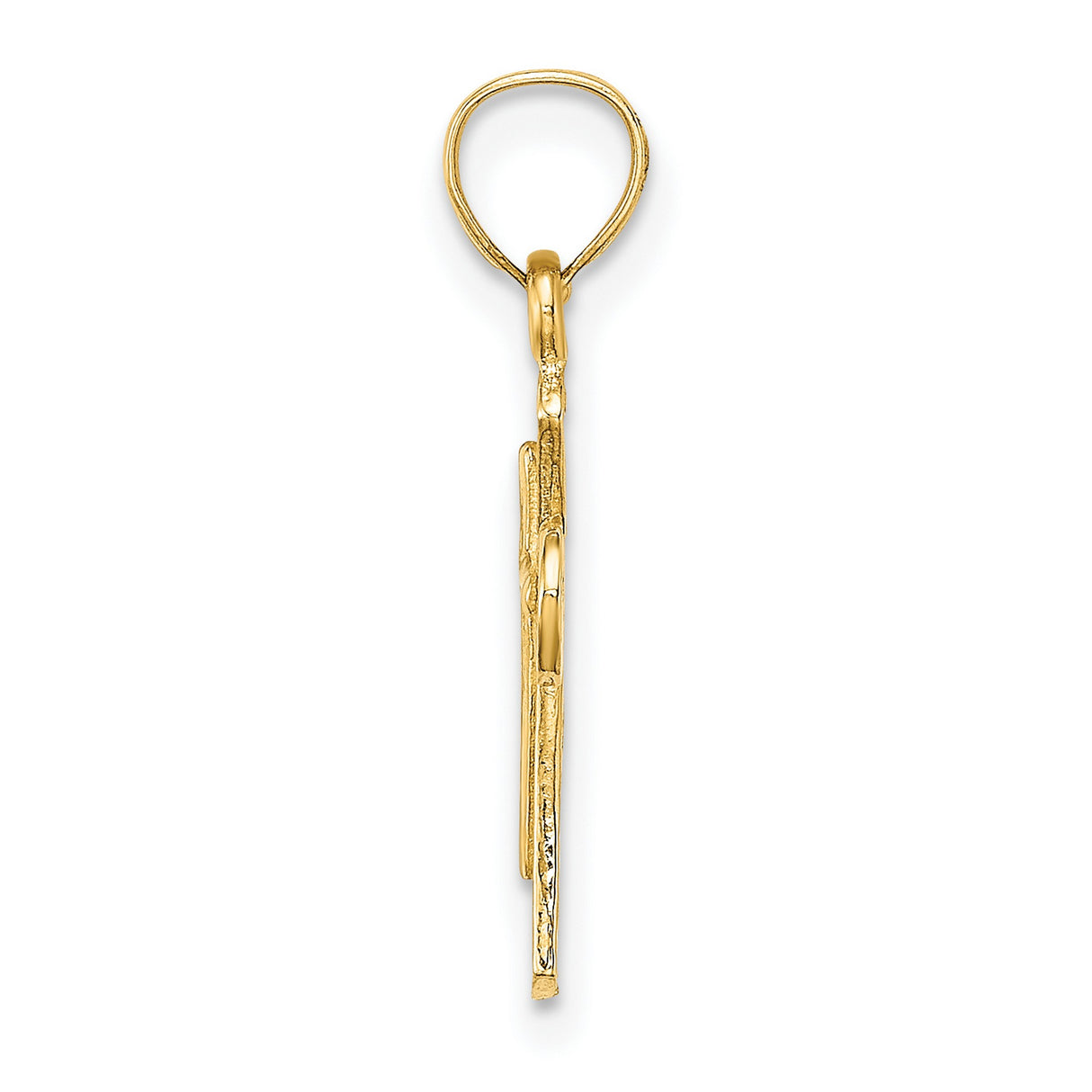 10k Yellow Gold Cross Pendant with Textured and High Polish Finish for Men and Women