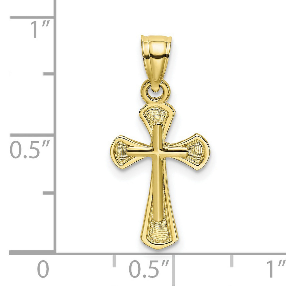 10k Yellow Gold Cross Pendant with Textured and High Polish Finish for Men and Women