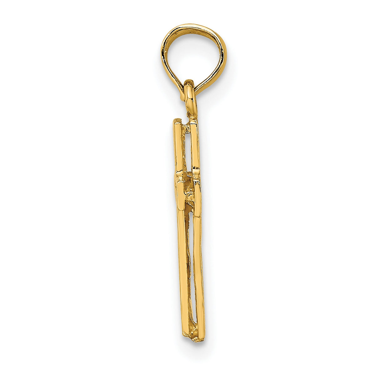 10k Yellow Gold Cross Pendant with Polished Texture and Milgrain Detailing, Unisex Faith Jewelry