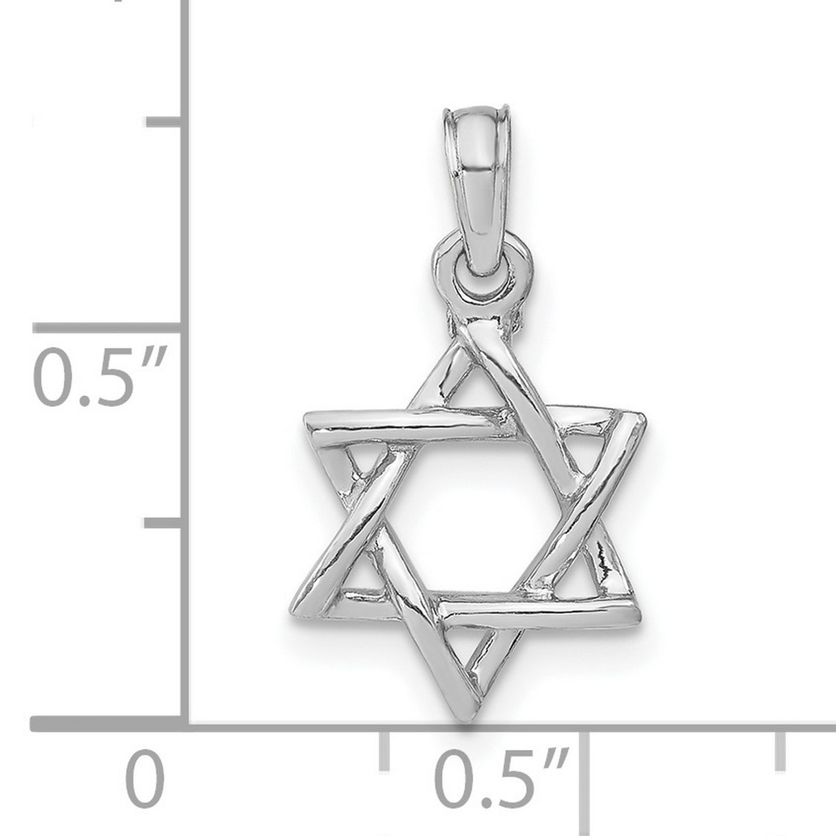 10k White Gold Star of David Pendant with Open Design and Polished Finish