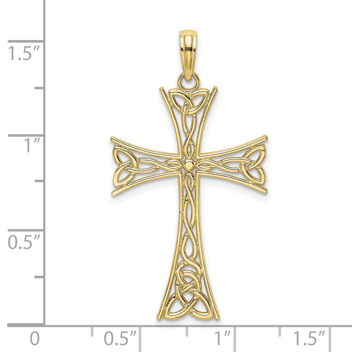 10k Yellow Gold Celtic Cross Pendant with Intricate Knot Design, Polished Finish, Unisex Religious Jewelry