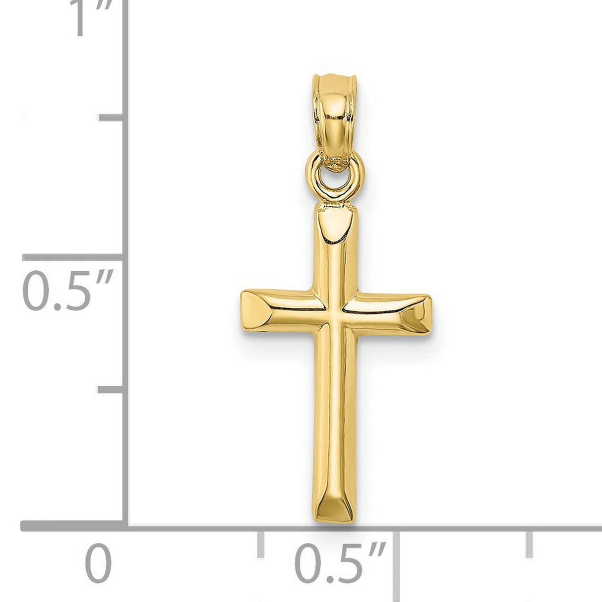 10k Yellow Gold Cross Pendant with Polished Finish, Classic Religious Charm for Men and Women