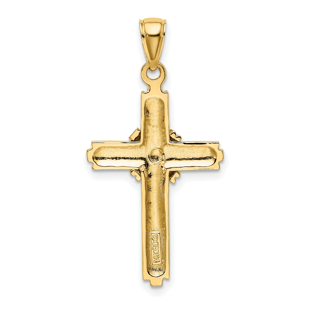 10k Yellow Gold Cross Pendant with Beaded Edge and Crisscross Design for Men and Women