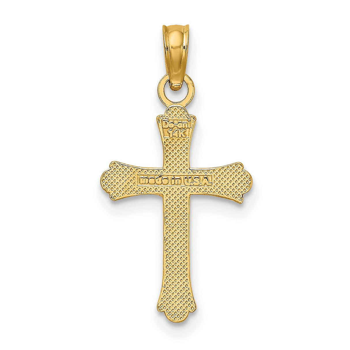 10k Yellow Gold Cross Pendant with Polished Finish and Beaded Tips, Faith Symbol Jewelry