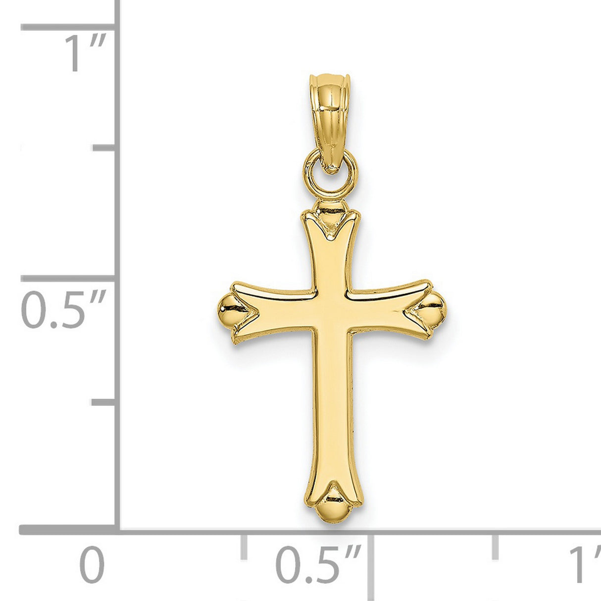 10k Yellow Gold Cross Pendant with Polished Finish and Beaded Tips, Faith Symbol Jewelry