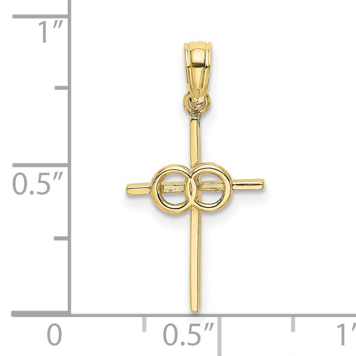10k Yellow Gold Cross Pendant with Infinity Rings, Spiritual Unity and Faith Symbol