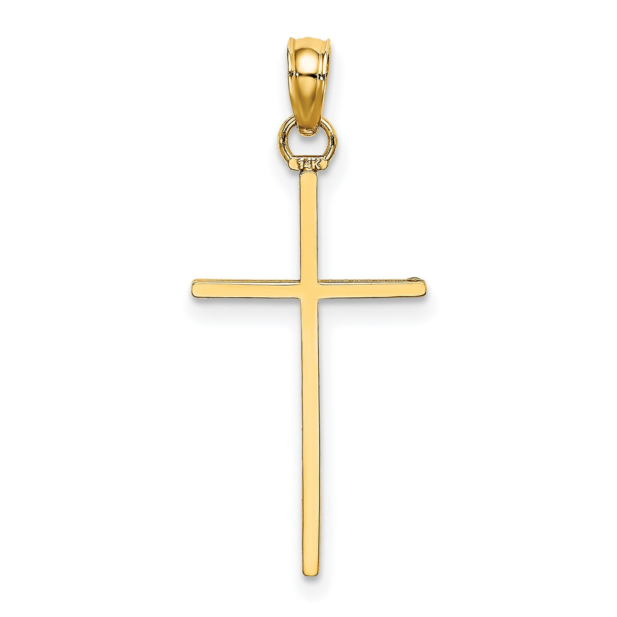 10k Yellow Gold Cross Pendant, Polished Vertical Christian Charm, Minimalist Faith Symbol