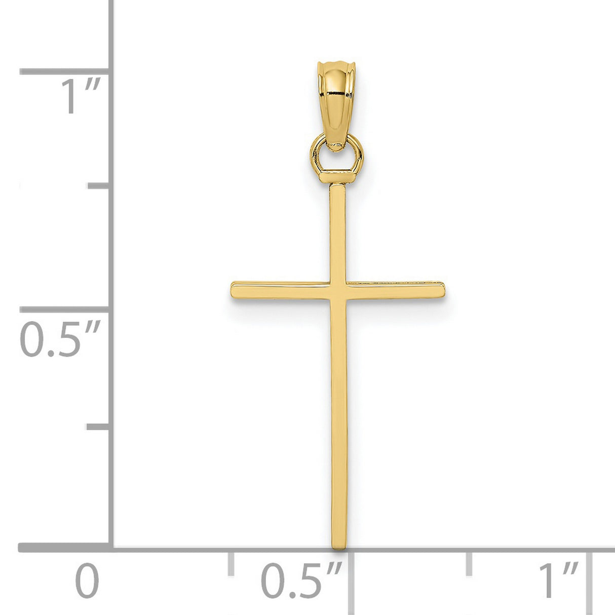 10k Yellow Gold Cross Pendant, Polished Vertical Christian Charm, Minimalist Faith Symbol