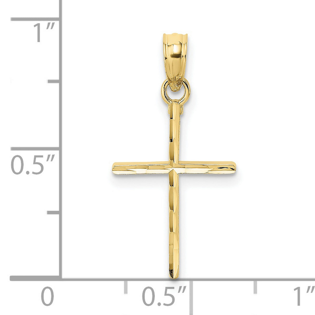 10k Yellow Gold Cross Pendant with Sleek Fluted Bail, Polished Religious Design for Men and Women