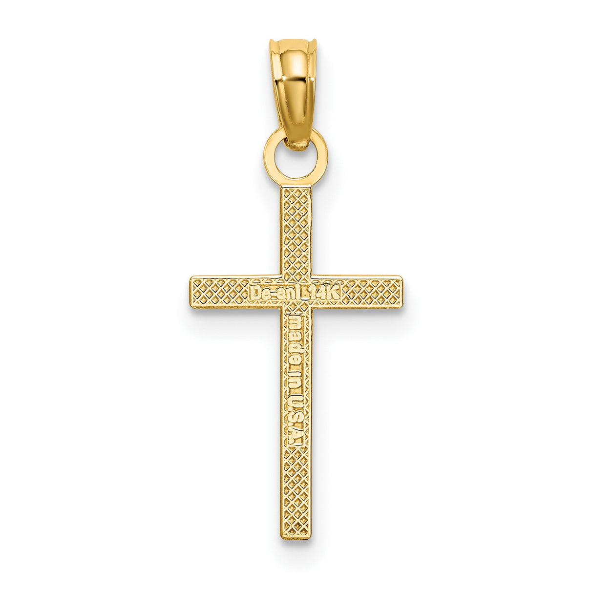 10k Yellow Gold Cross Pendant, Polished Minimalist Christian Charm for Men and Women
