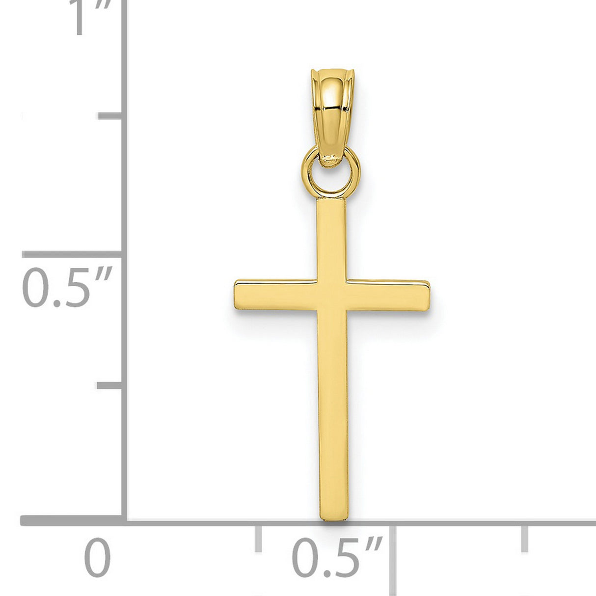 10k Yellow Gold Cross Pendant, Polished Minimalist Christian Charm for Men and Women