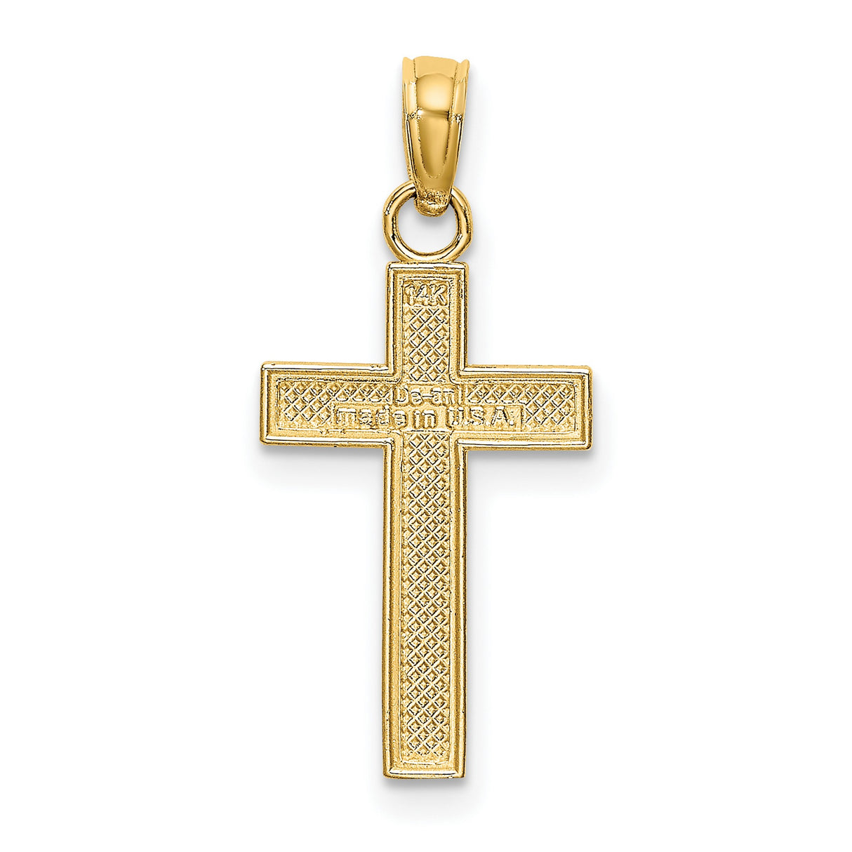 10k Yellow Gold Cross Pendant with Beaded Edge and Polished Finish