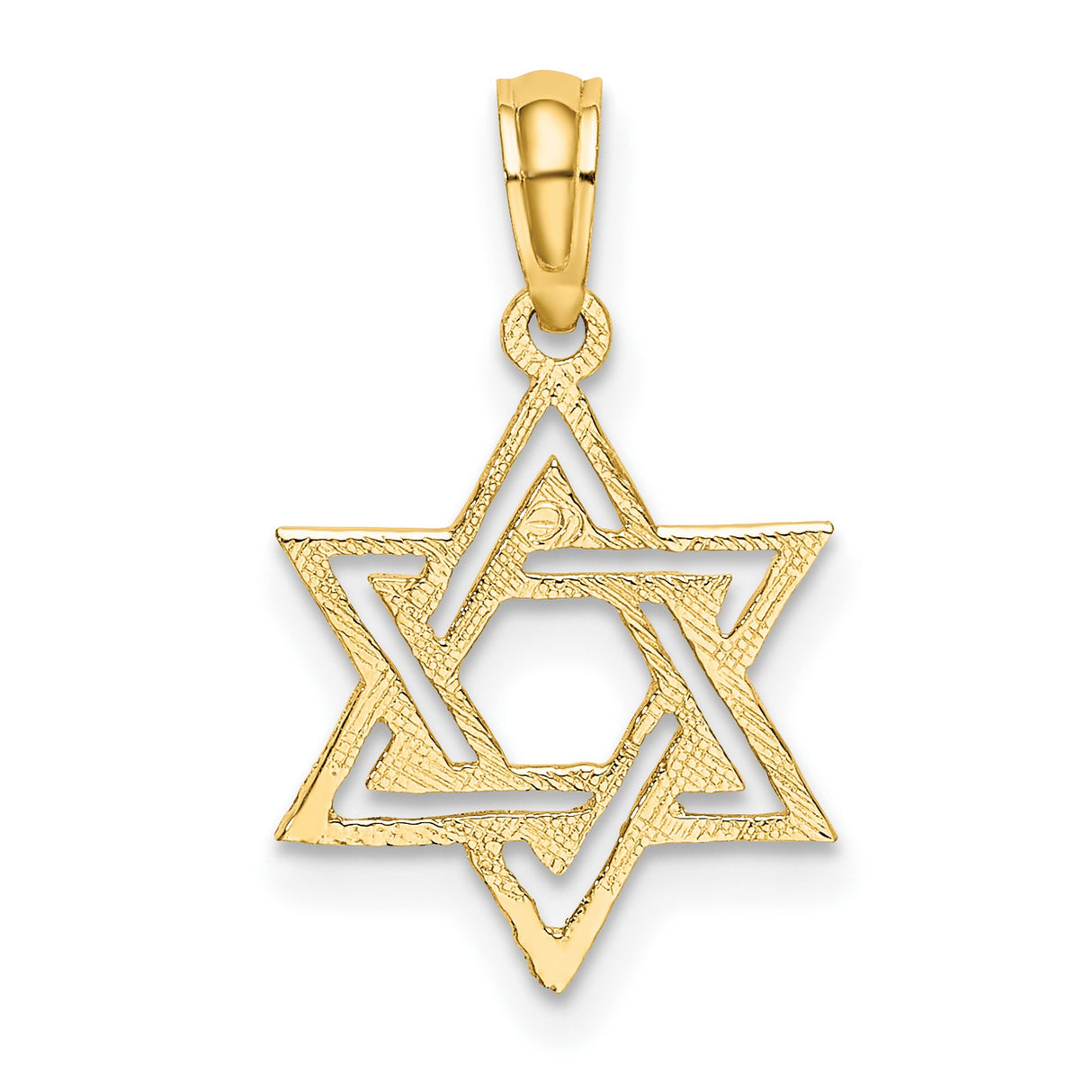 10k Yellow Gold Star of David Pendant with Interlocking Triangles, Jewish Symbol Charm for Men and Women