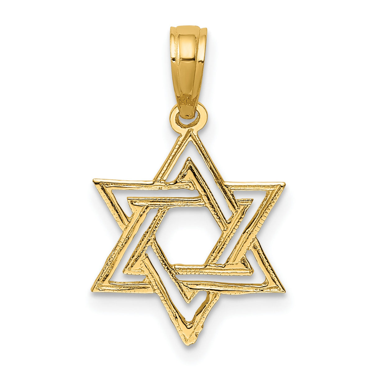 10k Yellow Gold Star of David Pendant with Interlocking Triangles, Jewish Symbol Charm for Men and Women