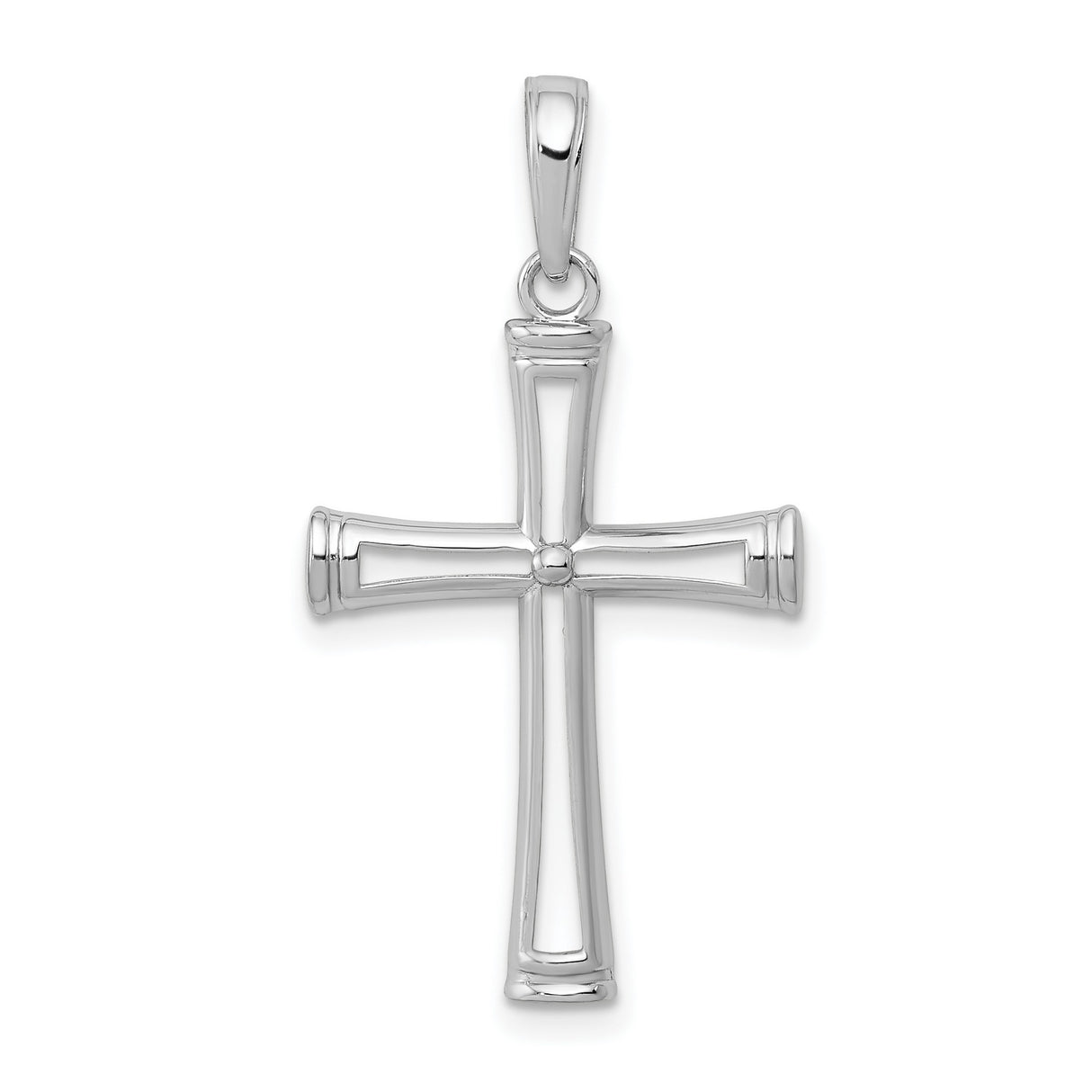 10k White Gold Cross Pendant, Sleek Minimal Faith Charm for Men and Women